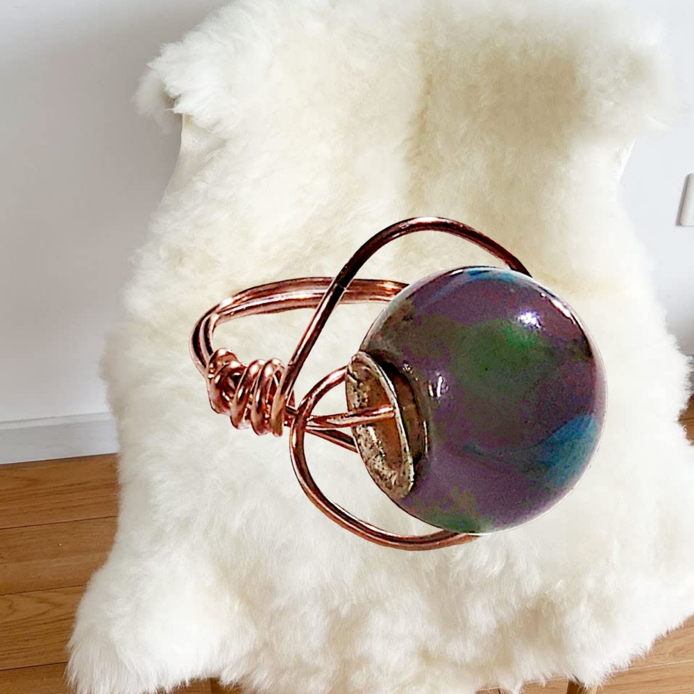 👣4/$20. Hand Wired Ring w/ Murano Glass Bead. Size 5 - Picture 4 of 9